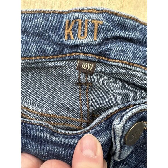 Kut From The Kloth 18w High Rise Ankle Straight Leg Cuffed Medium Wash - Picture 2 of 6